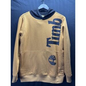 Timberland Hoodie Boys 18-20 Brown Logo Graphic Fleece Pullover Sweatshirt